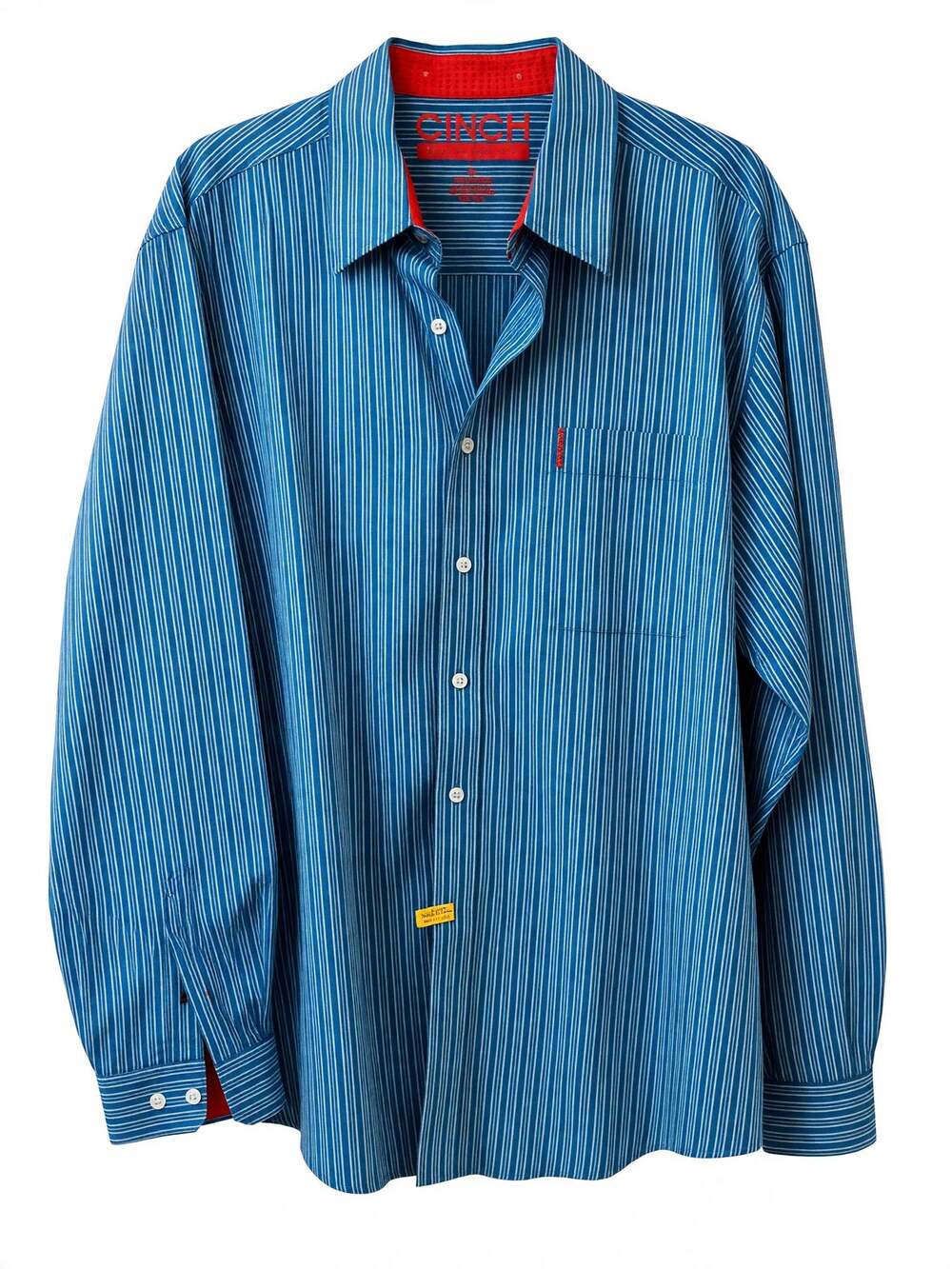 Men's Cinch Modern Fit Long Sleeve Button Down Shirt Size L Large Blue Striped